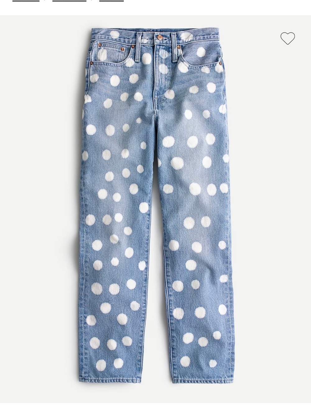 Point Sur for J. Crew Blue Denim Relaxed Leg Jeans with White Polka Dots size 27 - Picture 4 of 11
